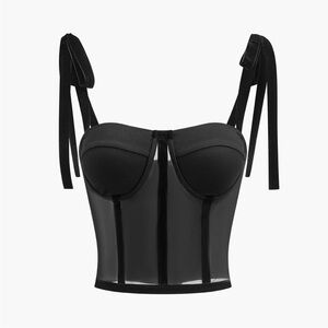 Black Sheer Bustier Top